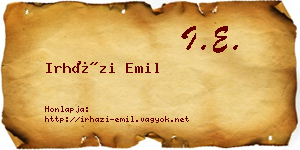 Irházi Emil névjegykártya